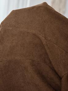 EMERY ROSE Women's Solid Color Lapel NeckLong Sleeve Single-Button Casual Blazer, Autumn,Fall - Brown - View 4