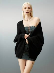 Airlisse Batwing Sleeve Ribbed Knit Cardigan,Long Sleeve Tops Fall Winter Cloth For Women