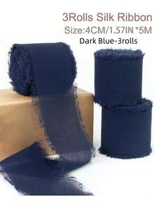 1/3/9 卷手工雪纺丝带流苏 1.5 英寸 X 5.5 码磨边丝带，适用于婚礼请柬、新娘花束、礼品包装、蝴蝶结制作、工艺品、派对装饰 - 彩色 - 查看 45