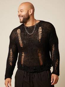 EASEVO Maglione lavorato a maglia girocollo casual oversize da uomo, adatto per l'autunno e l'inverno