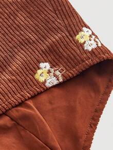 SHEIN MOD Plus Size Women's Embroidered Khaki Cropped Tank Top, Black Knit Pants Vest And Pants Set Wide Leg Pants Woman 70s Women Outfit, Embroidered Tops, Vintage Corduroy, Autumn And Winter Suits, Matching Suits Two Pieces Outfit Set Wide Leg Pants Outfit Brown Vest Outfit 70s Outfit Women Outfit Set Brown Outfit Women