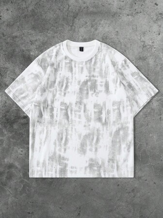 Street Life T-shirt court imprimé graphique texturé unisexe, design casual