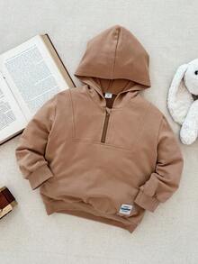 Blossori Sudadera con capucha de manga larga elegante francesa para niños pequeños en otoño/invierno - Marrón - Ver 3