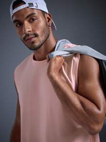 DRIFTMERE 2025 男士时尚休闲宽松圆领无袖嘻哈街头风背心 - 淺粉色 - 查看 6