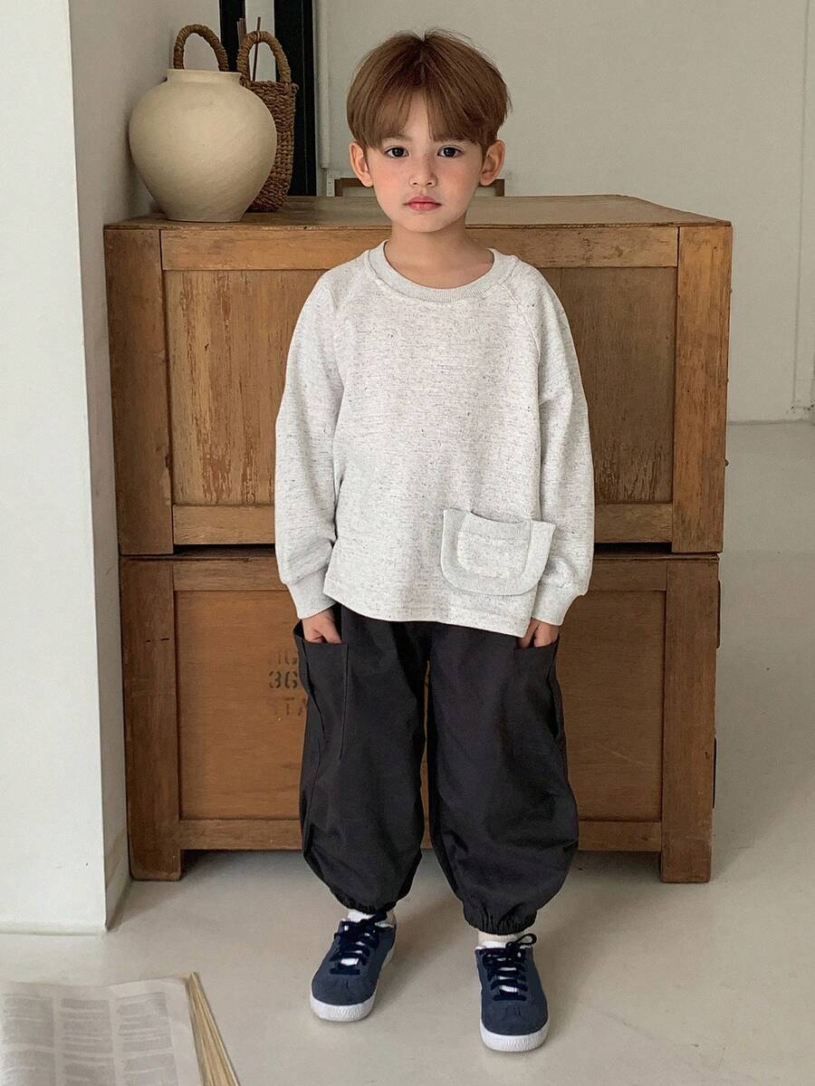 DAZY 2 piezas Conjunto de otoño para niños, sudadera holgada casual y pantalones harén para niños pequeños, estilo japonés - Albaricoque - Ver 1