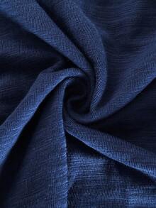 Chiquease Solid Color Fitted Casual Asymmetric Neckline One-Shoulder Long Sleeve T-Shirt - Royal Blue - View 7