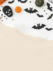 EMERY ROSE Women's Plus-Size Pumpkin Print T-Shirt Halloween - Beige - View 3