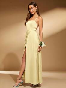 SHEIN Belle Women's Solid Color Criss-Cross Strap Dress