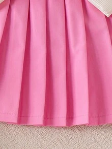 Conjunto informal y lindo de sudadera para niñas bebé, con parte superior de estampado floral de ganchillo 3D y falda plisada, conjunto de otoño para niñas pequeñas