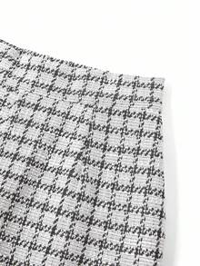 Ellevyn 女士优雅格子翻领长袖收腰夹克和裤子套装，秋季 - 黑與白 - 查看 4