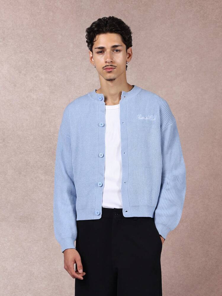 Ribbed Knit Cardigan With Button Front