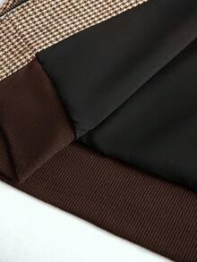 Manfinity CasualCool Áo khoác kẻ caro kéo khóa cổ điển thường ngày dành cho nam, mùa thu - Cà phê nâu - Xem 7