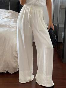 DAZY Women's Loose Casual White Wide Leg Pants, Autumn/Winter New Arrival