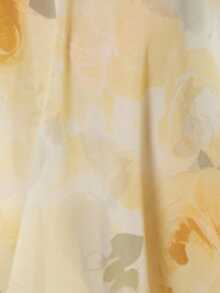 GENKIRA 复古奶油黄浪漫玫瑰花卉随机水彩印花荷叶边宽松蝙蝠袖衬衫 - 黃色 - 查看 8