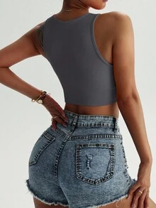 Gameset SHEIN Sport Buchstaben-Muster Crop Top mit nahtlosem elastischem Sport-Design