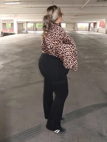 Enliva Melanieangelese Women's Plus Size Workwear Casual Jeans With Pockets, Versatile, Fall Women Clothes, For Apple Rounded Body Shape