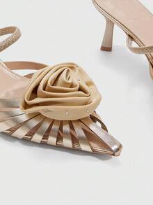 CUCCOO SZL Damskie czółenka na wysokim obcasie, szpilki z PVC z kryształkami i szpiczastym noskiem, przezroczyste srebrne pantofle z odkrytym tyłem, seksowne srebrne czółenka na wysokim obcasie - Złoto - Zobacz 9