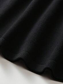 Souflis Souflis Váy len cổ bẻ cho bé gái, váy dệt kim dài tay trang trí nơ, phong cách học thuật, thích hợp mặc hàng ngày, đi chơi, ngày lễ và tiệc tùng, có thể dùng làm quà tặng - màu đen - Xem 5