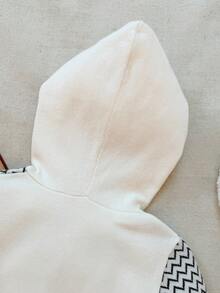 Blossori Young Boy French Jacquard Geometric Pattern Hoodie Sweater, Autumn - Multicolor - View 5