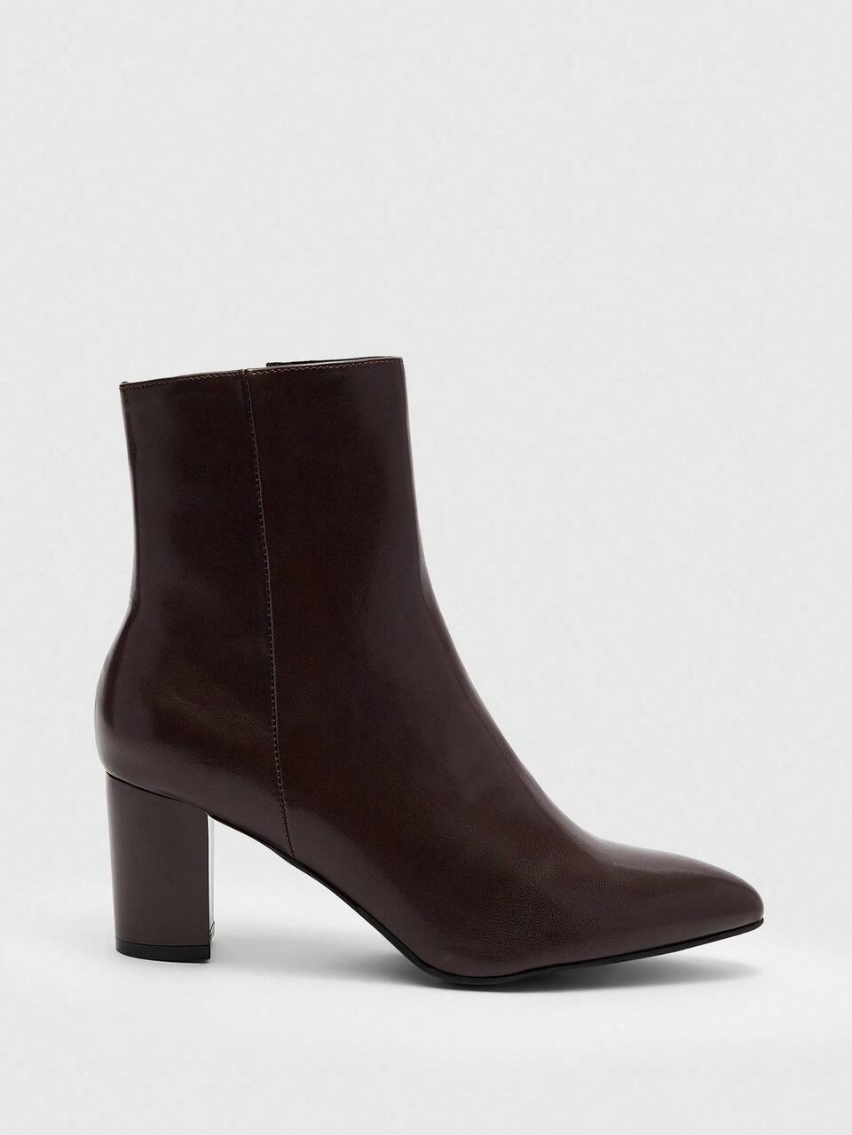 CUCCOO BIZCHIC Women's Pointed Toe Chunky Heel Ankle Boots, Fashion Minimalist Commuter Ankle Boots With Side Zipper, Classic Coffee Color, Mid Heel, Autumn/Winter For Christmas Spring Shoes