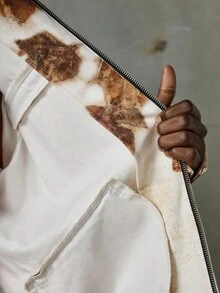 NEON BLANC Men's Digital Print Turndown Collar Long Sleeve Jacket, Fall, Winter - White - View 8