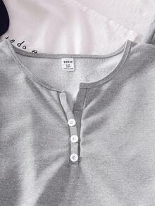 Genkimix Kids 少女韩版活力二合一长袖上衣和阔腿裤休闲两件套 - 灰色 - 查看 6