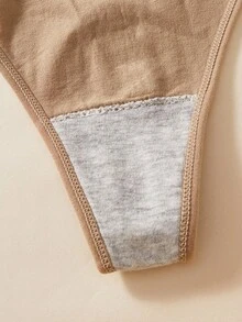 Wedaily 6件套女士浪漫法式纯色性感丁字裤 - 彩色 - 查看 6