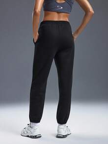 Powerista Women's Casual Solid Color Sports Pants - Black - View 2