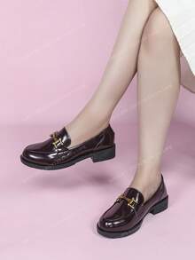 CUCCOO CURVES Sandálias Slip-On Beges Elegantes de Uso Diário para Uso Externo, Viés Largo, Bico Apontado, Oca, Malha, Adequadas para as Quatro Estações - Vinho - Visão 1