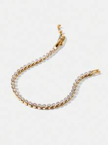 MOTF PREMIUM Pulsera de tenis con diamantes redondos enchapada en oro de 18K para mujeres - Amarillo Oro - Ver 5