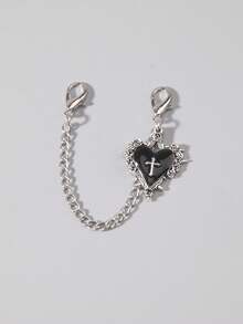 ROMWE Grunge Punk Gothic Red Heart, Rose, Cross Punk Charm Shoe Accessories - Black - View 2