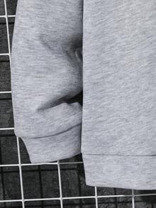 SHEIN 2pcs Tween Boy Stand Collar Sweatshirt With Cargo Pockets & Sweatpants Set, Casual Tracksuit Suitable For Autumn/Winter Leisure, Sports, School Fall - Grey - View 5