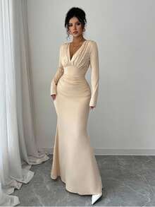 Elenzga Elegant Romantic Embroidered Patchwork Square Neck Fitted Waist Bodycon Dress For Women Fall Cloth For Women