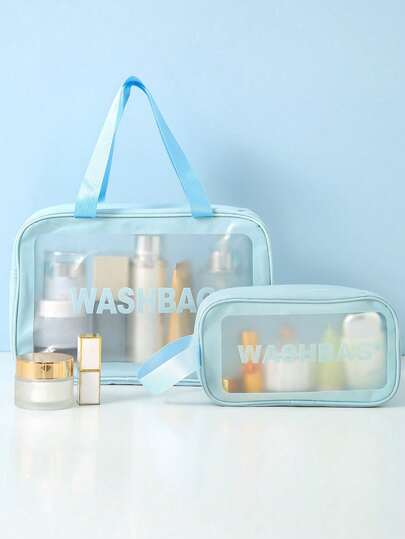 1/3 piezas Bolsa de aseo impermeable, Bolsa de maquillaje, Bolsas de maquillaje grandes y transparentes, Organizador de cosméticos, Bolsa de lavado de PVC reforzada para viajes y almacenamiento en el baño, Bolsa de almacenamiento de cuidado de la piel, Bolsa de viaje portátil de gran capacidad