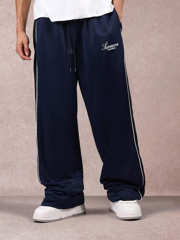 Wide Leg Track Pants With Side Stripe Design