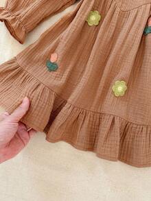 Blossori Baby Mädchen Französisch elegantes Rüschenkleid mit Langarm