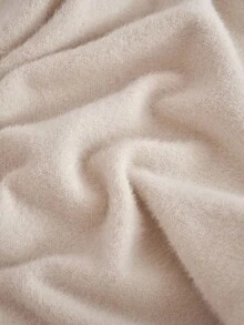 EURMUSE Damen einfarbige Strickjacke aus haarigem Garn mit Reißverschluss - Creme - Übersicht 7