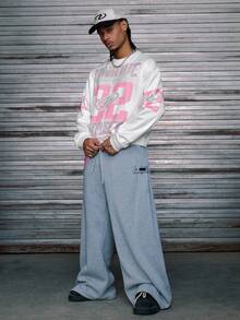 AXEPEAK 男士休闲宽松圆领长袖套头衫，秋冬 - 白色 - 查看 2