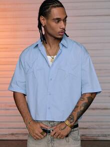 AXEPEAK Men's Woven Casual Loose Fit Short Sleeve Shirt