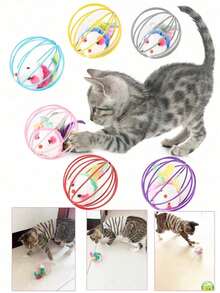 Set di giocattoli divertenti e colorati a gabbia per topi, per alleviare la noia - Mantieni il tuo gatto divertito con palline rotanti e giocattoli per topi interattivi - Multicolore - Visualizzare 12