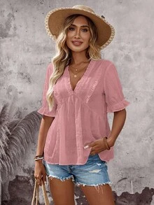 EMERY ROSE Women's Summers Vacation Going Out Top , Country Concert Cute - Dusty Pink - View 6