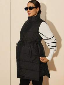 MaterniWear Maternity Work Clothes,Maternity Work Outfits, Maternity Work Coat ,Office,Business Casual Woman MaternityFall Clothes,Autumn Clothes,Maternity Autumn Clothes Casual Drawstring Pocket Padded Vest, Winter Black Vest Women Women Puffer Vest Long Vest Women Maternity Vest Winter Vest Women - Black - View 2