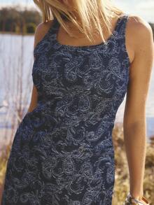 Aralina 女式休闲无袖腰果图案牛仔连衣裙，夏季 - 深色水洗藍 - 查看 6