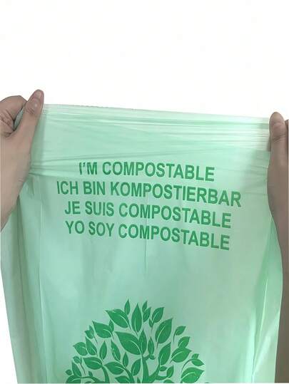 SHEIN 100/50pcs 1.59/2.64/7.92gal Trash Bags - Compostable Garbage Liners For Kitchen, Bathroom, Bedroom & More - Green Waste Bags For Clean-Up, Home Essentials, Trash Bag