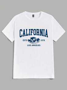 Claim Dot 标准尺寸男士休闲简约加州口号白色插肩 T 恤（材质） - 白色 - 查看 3