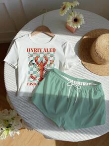 Comfortcana 2025 Neues Damen Lässig Set mit Schleife & Hasen Muster, locker geschnitten, 2-teilig, Alltagsmode