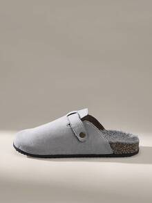 Solecia 男士休闲保暖拖鞋，百搭秋冬 - 灰色 - 查看 4