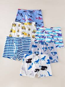 6pcs Boys' Kids Excavator, Shark, Dinosaur Graphic Comfortable Minimalist Sports Style Boxer Briefs Fall Winter
