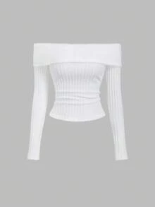 Sweetra Streetwear Women's Off Shoulder Fuzzy Patchwork Long Sleeve T-Shirt Top, Autumn