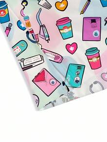 PopScrub Plus Size Women V-Neck Short Sleeve Double Pocket Cartoon Equipment Printed Nurse/Doctor Work Uniform Top, Plus Size Women Solid Color Pet Grooming Work Uniform Top, Plus Size Nutritionist Work Uniform Short Sleeve, Plus Size Functional Multi-Pocket Lab Work Uniform, Plus Size Functional Women's Holiday Wear, Summer - Multicolor - View 6